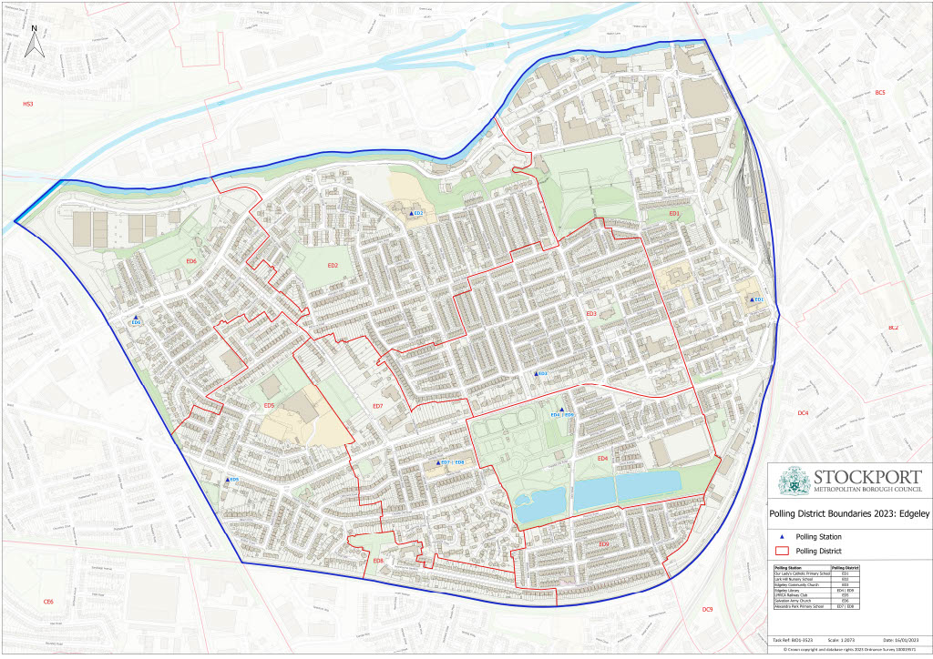 Map of the Edgeley Polling District Boundaries