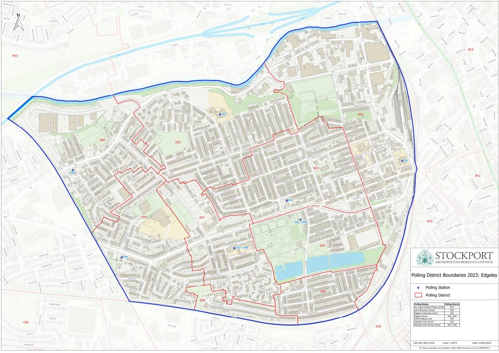 Map of the Edgeley Polling District Boundaries